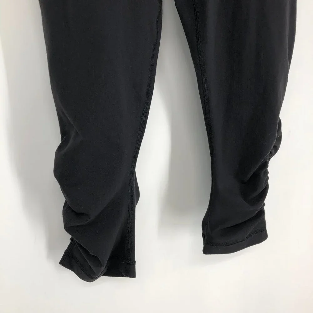 Lululemon Sunset Salutation Cropped leggings loose fit  ruched pockets Black 4 - Picture 6 of 16